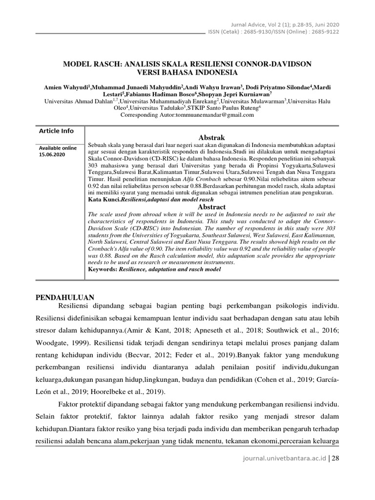 Analisis Rasch Skala Resiliensi CD-RISC | PDF