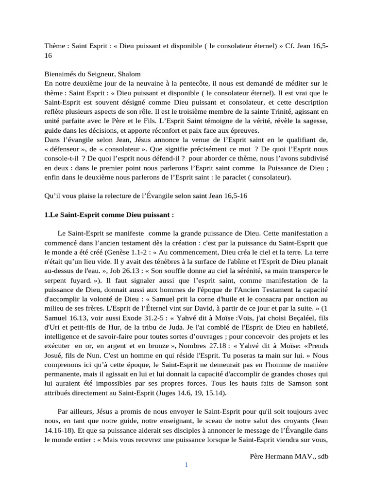 Saint Esprit : Puissance et Consolation | PDF | Saint-Esprit | Évangile ...