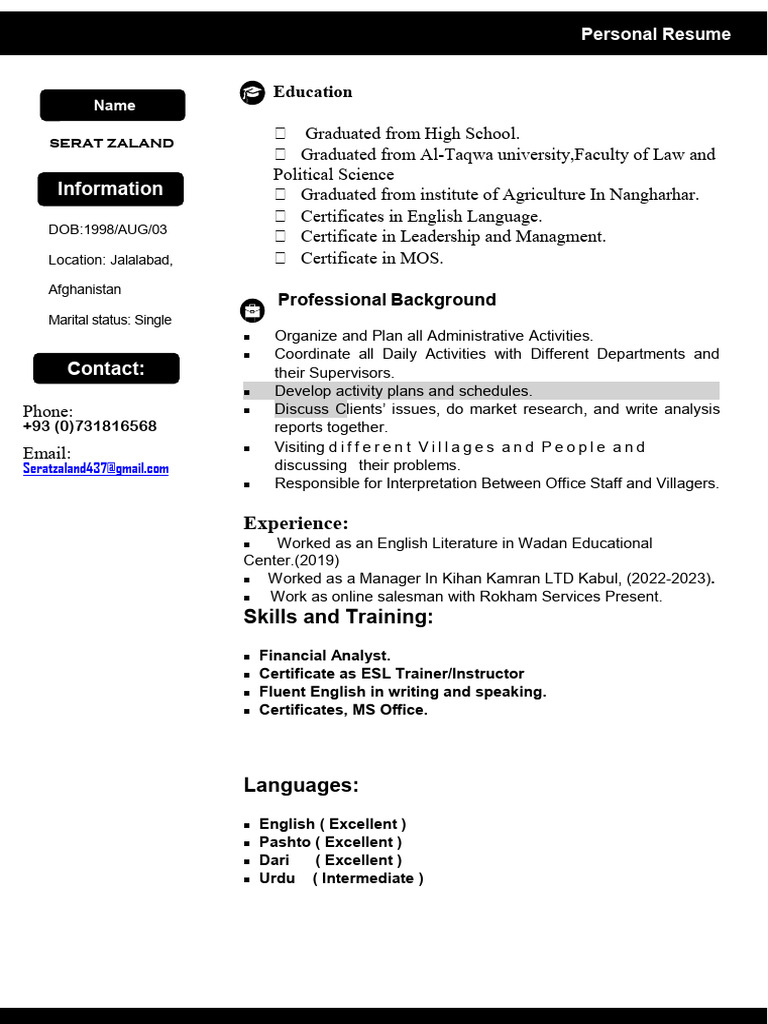Serat CV Creation | PDF