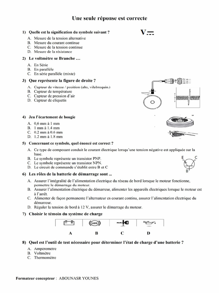 83 Questions QCM (Métier Automobile) | PDF
