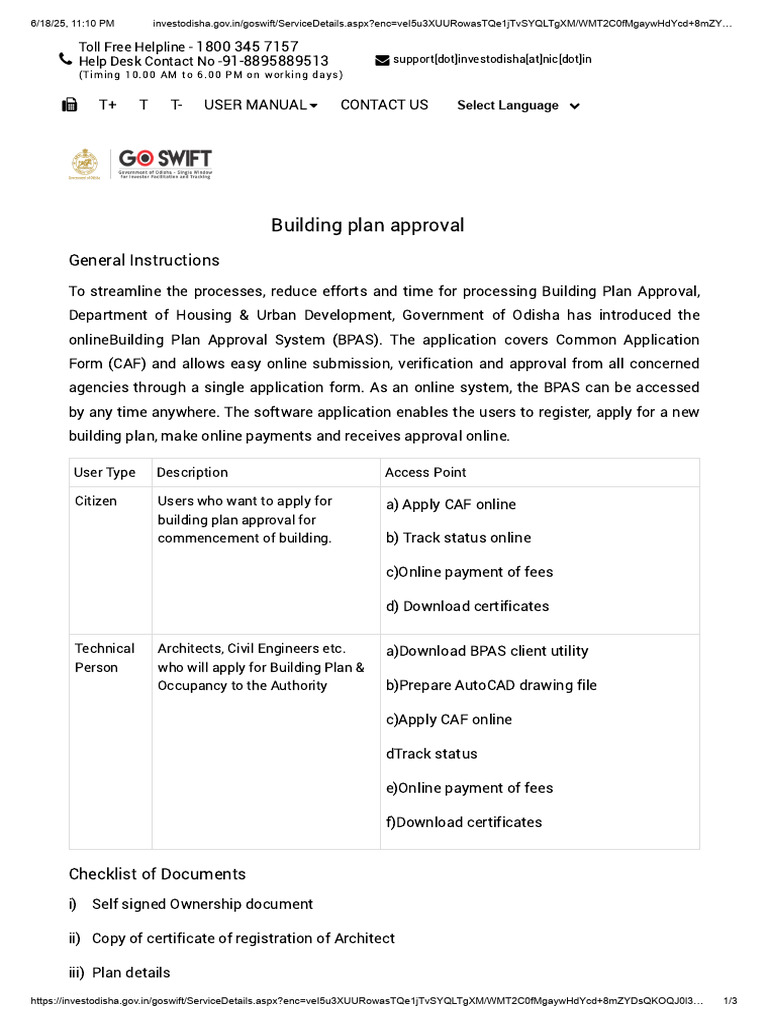Odisha Online Building Plan Approval Guide | PDF | Computing