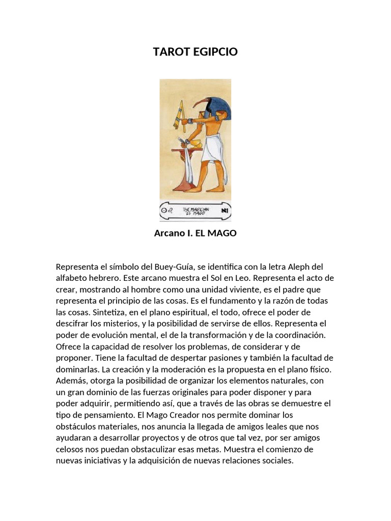 Significado de los Arcanos en Tarot Egipcio | PDF | Mente | Vida