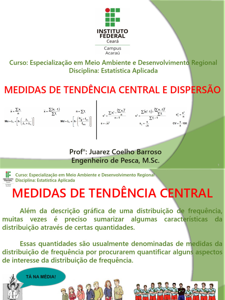 Medidas de Tendência e Dispersão | PDF | Desvio padrão | Variação