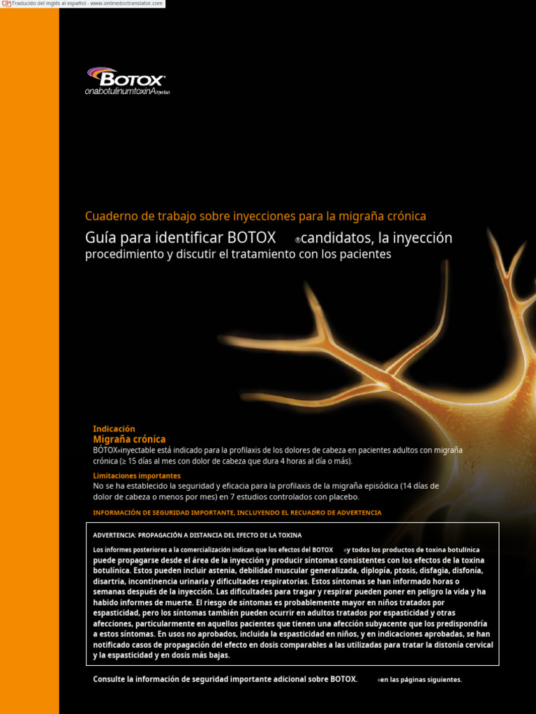 Inyecciones de BOTOX para Migraña Crónica | PDF | Toxina botulínica ...