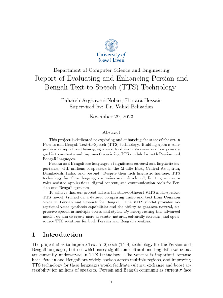 NLP Proposal For Evaluating and Enhancing Persian and Bengali Text To ...