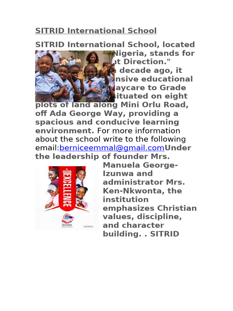 SITRID International School Overview | PDF