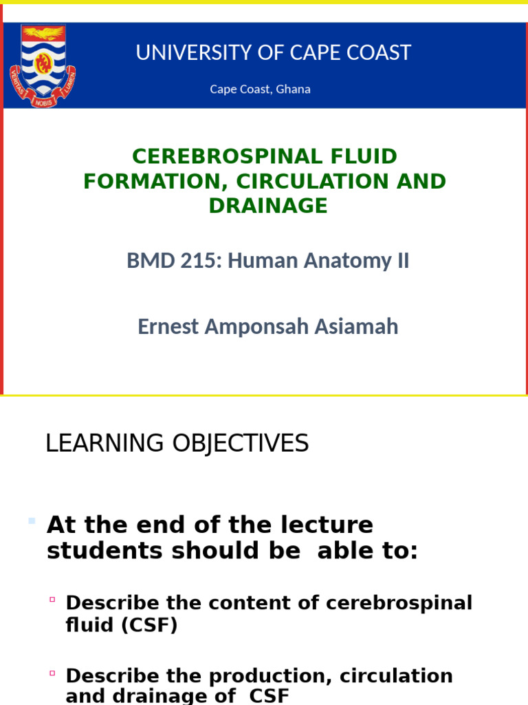 BMD 215 Cerebrospinal Fluid | PDF | Cerebrospinal Fluid | Anatomy