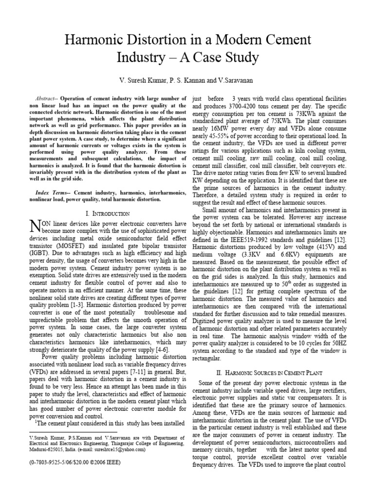 Harmonic Distortion in Cement Industry | PDF | Power Inverter ...