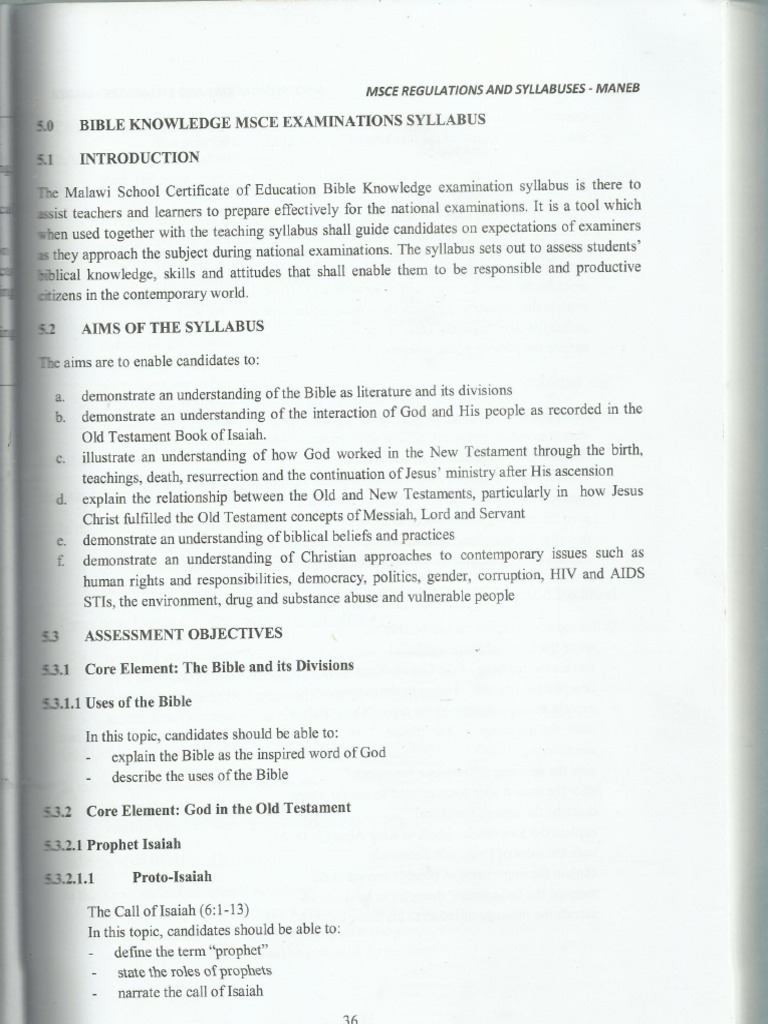 BK Msce Exam Syllabus | PDF