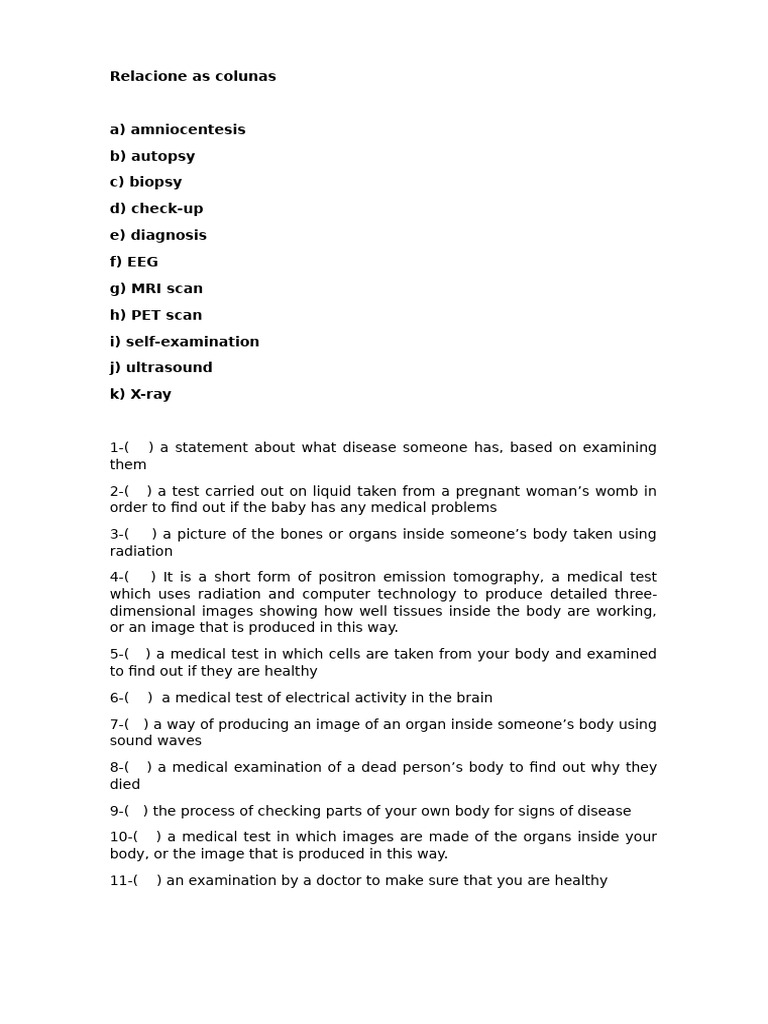 Relacione As Colunas - Lab Tests | PDF