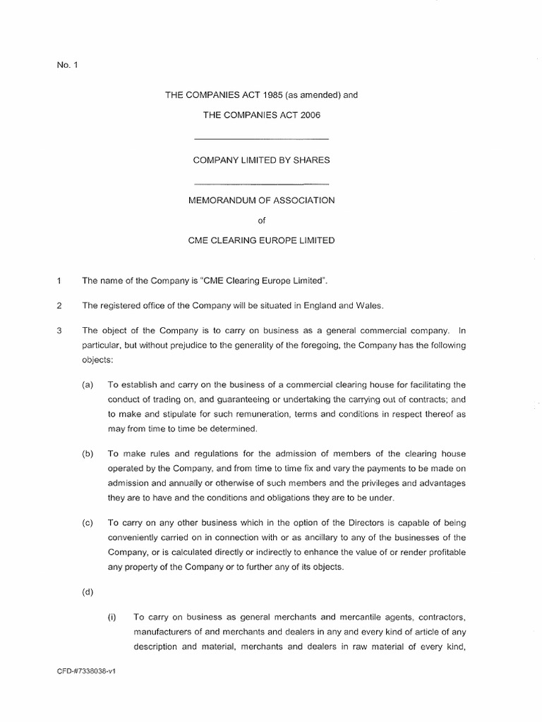 CME Clearing Europe Limited Memorandum | PDF | Securities (Finance ...