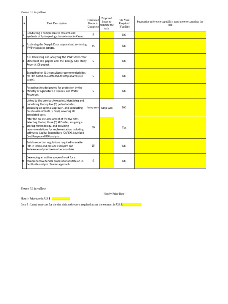 Table To Fill-Work Hours | PDF | Business