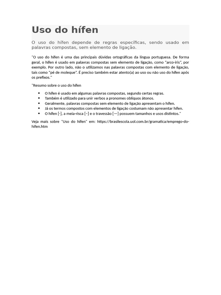 Uso do Hífen na Nova Ortografia | PDF