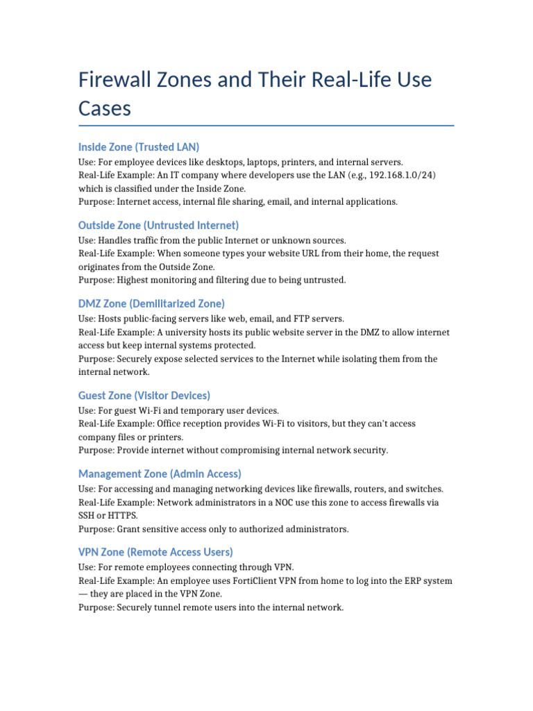 Real-Life Firewall Zone Examples | PDF | Cybercrime | Security Engineering
