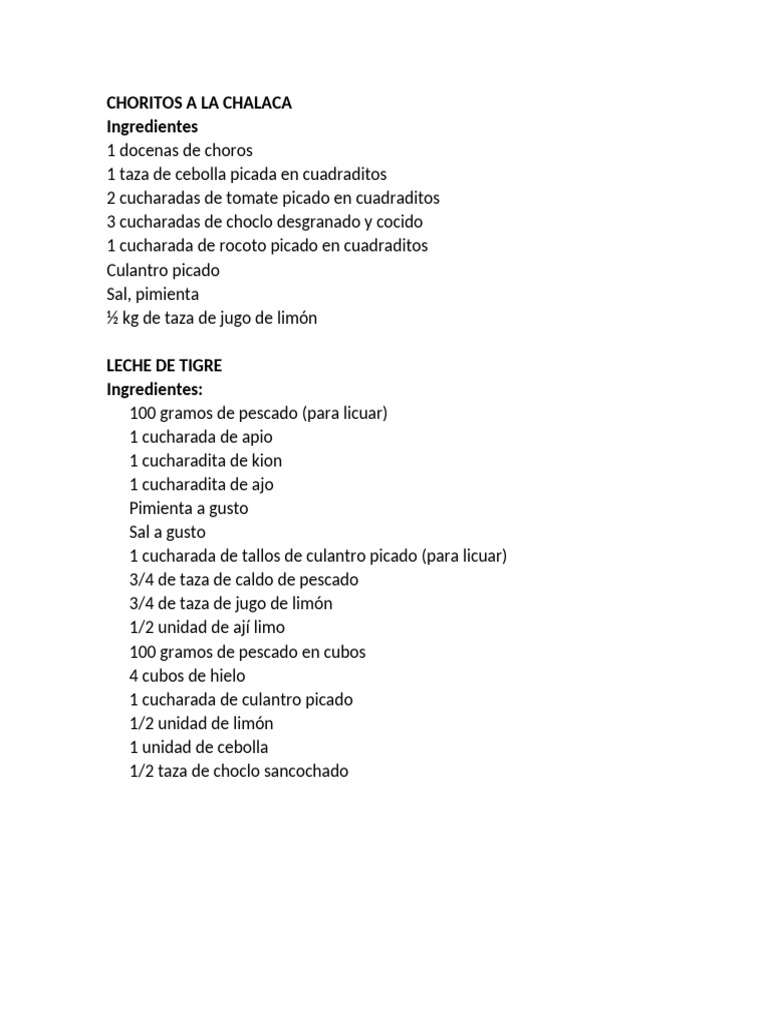Receta de Choritos a la Chalaca | PDF