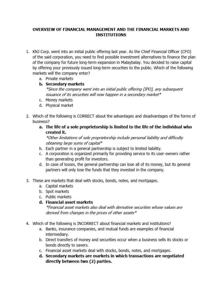 Financial Management QE QA | PDF | Yield Curve | Interest