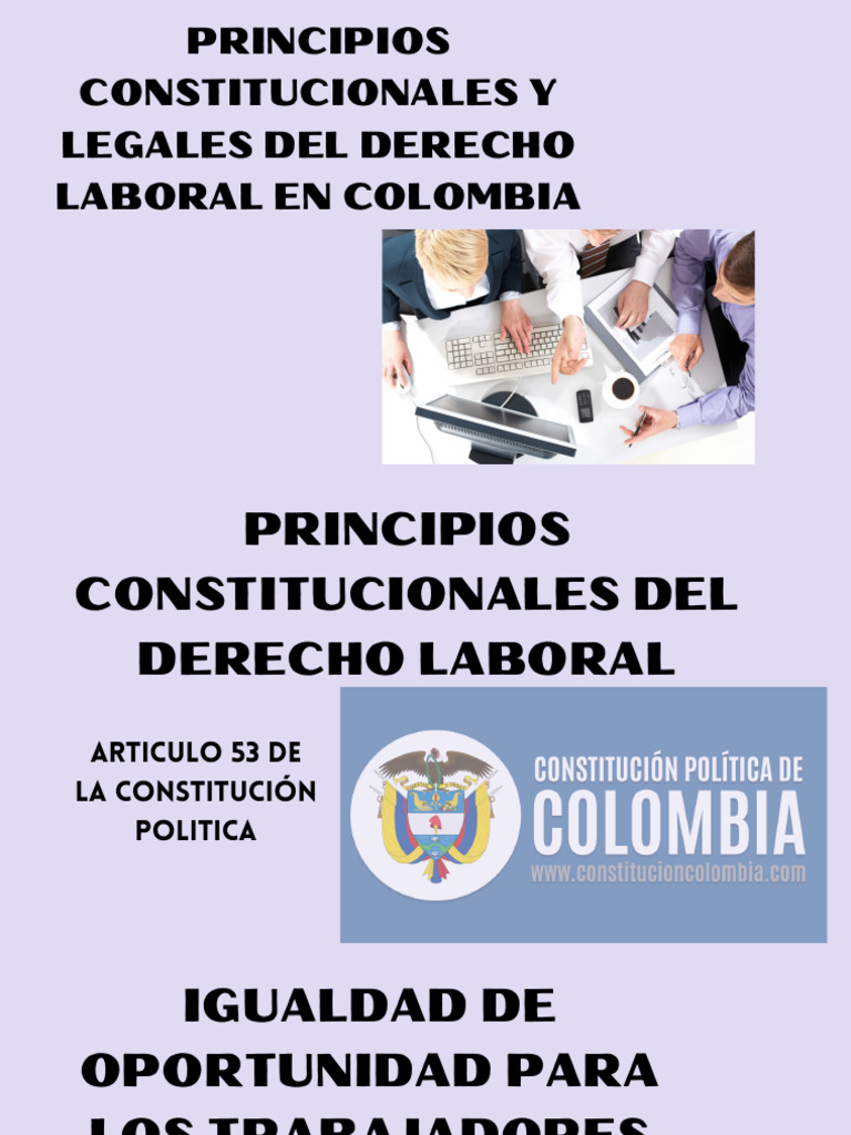 Principios del Derecho Laboral en Colombia | PDF | Derecho laboral ...