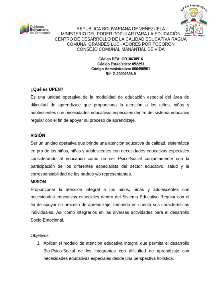 UPEN: Atención Educativa Especializada | PDF | Maestros | Inclusión ...