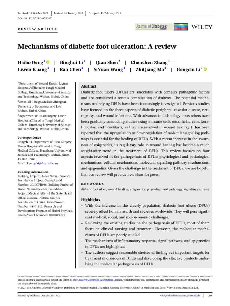 Mechanisms of Diabetic Foot Ulceration A Review | PDF | Wound Healing ...