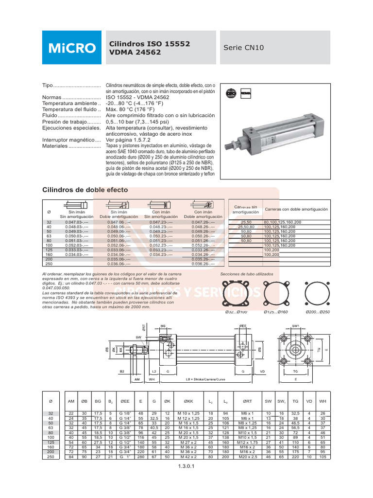 Cilindros CN10 Normalizados ISO | PDF | Motores | Ingeniería mecánica