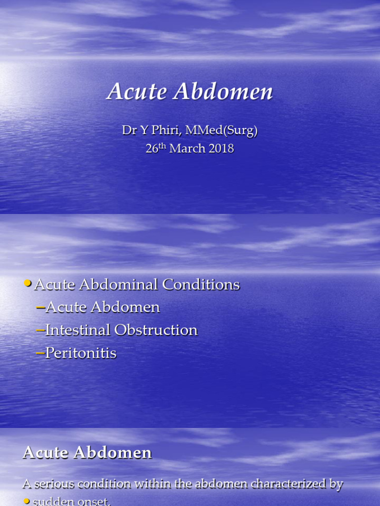 Acute Abdomen: Causes and Diagnosis | PDF | Peritoneum | Gastroenterology