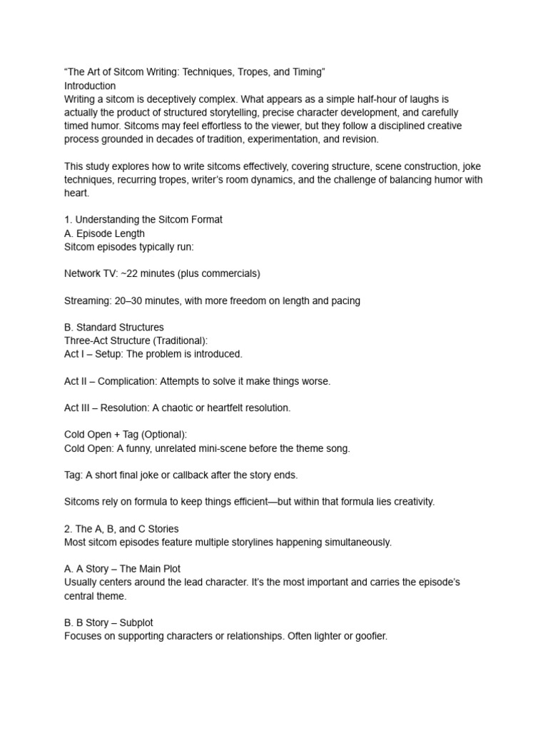 Sitcom Writing Techniques and Tips | PDF | Friends