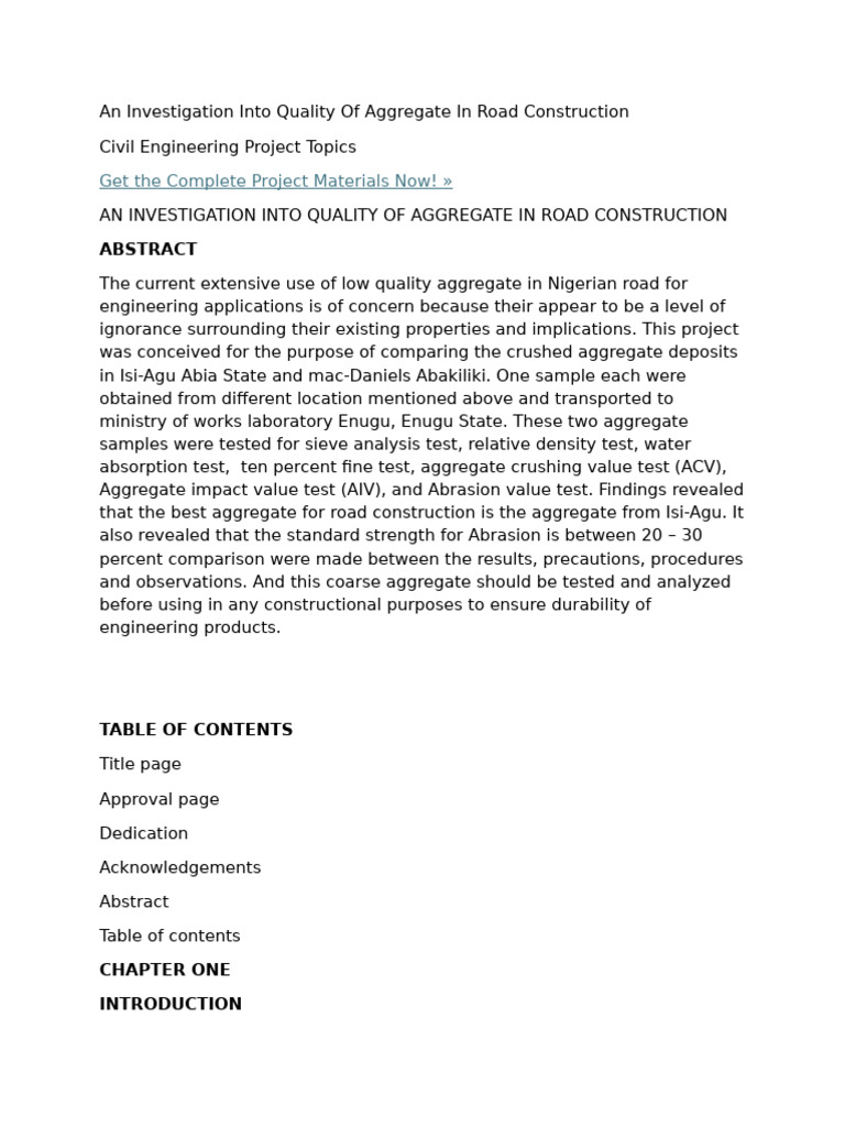 Aggregate Quality in Road Construction | PDF | Construction Aggregate ...