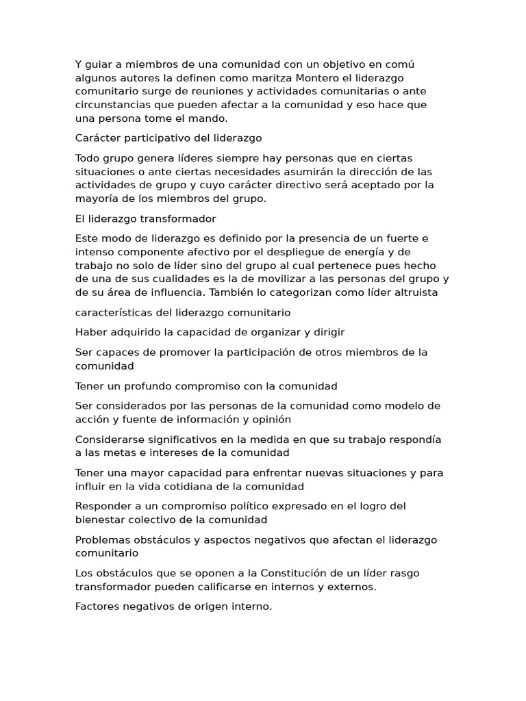 Liderazgo Comunitario: Claves y Desafíos | PDF | Liderazgo | Comunidad