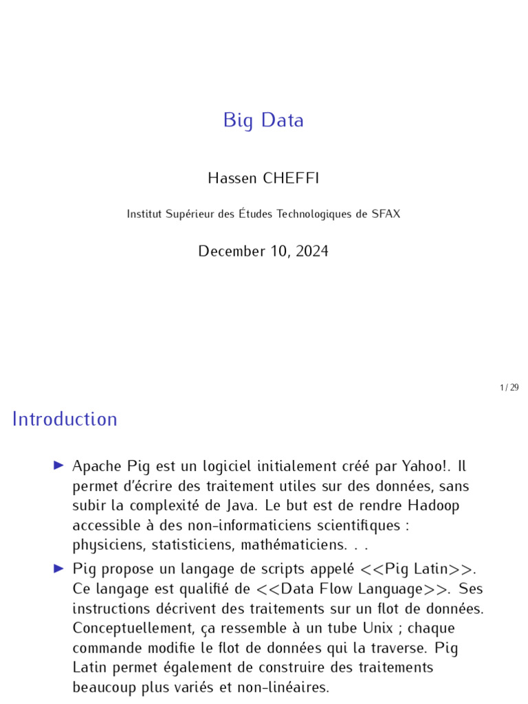 Introduction à Apache Pig et Pig Latin | PDF | Gestion des données ...
