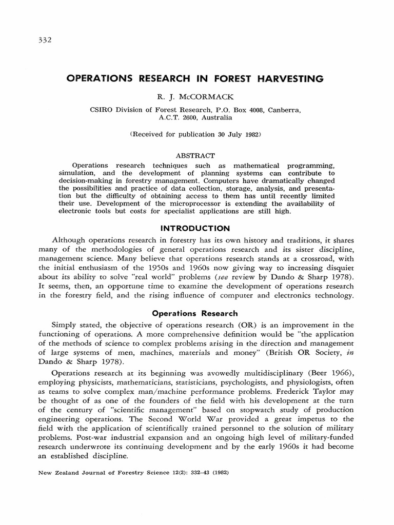 Operations Research in Forestry Management | PDF | Operations Research ...