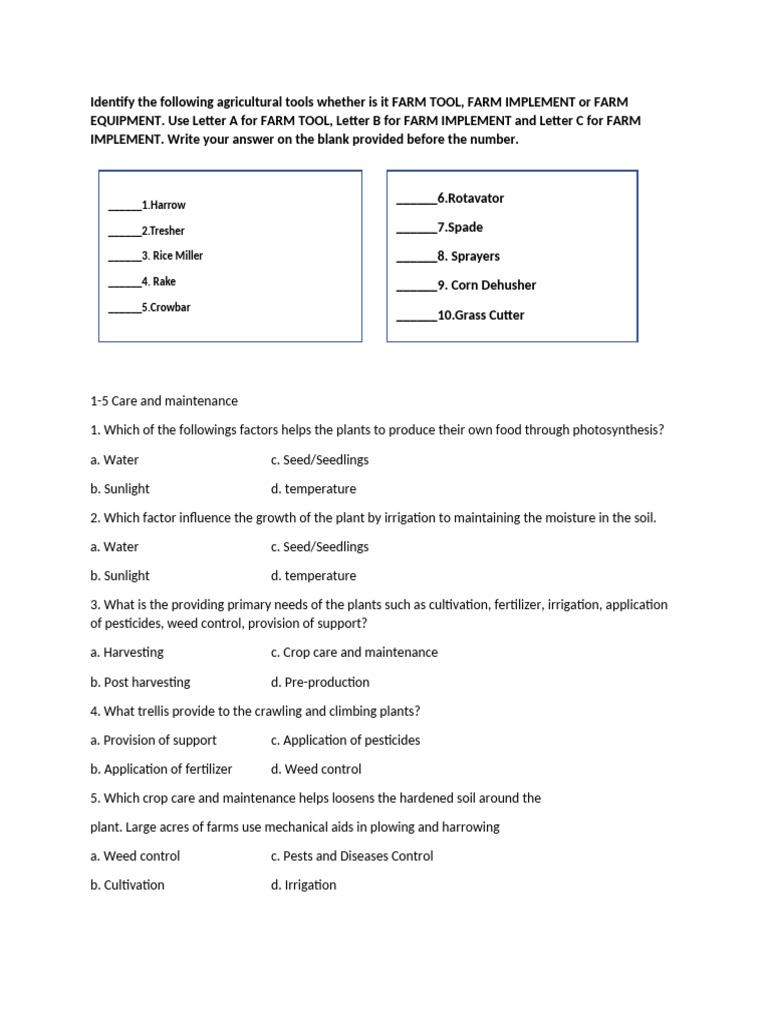 Identifying Agricultural Implements | PDF | Agriculture | Agricultural ...