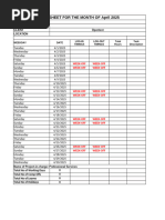 April 2025 Timesheet Template | PDF