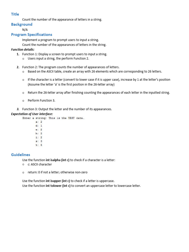 Title Background Program Specifications: o o o o o | PDF