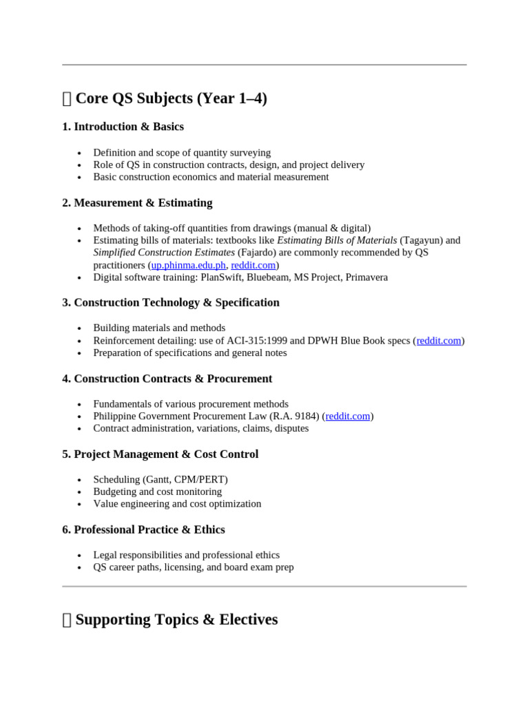 Quantity Surveying Exam Prep Guide | PDF | Project Management | Procurement