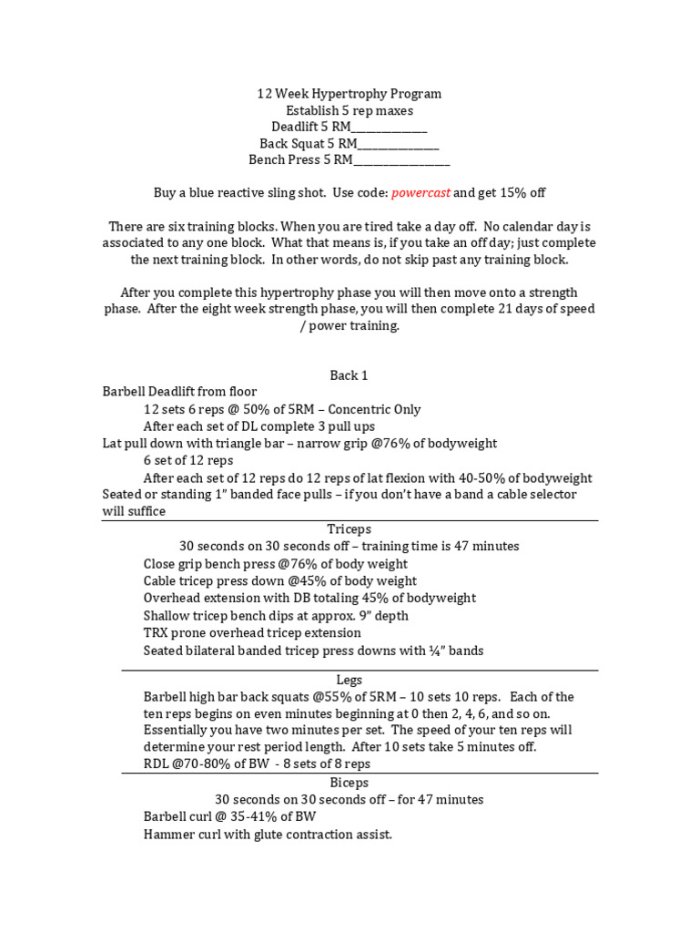 Workout Plan | PDF | Physical Fitness | Physical Exercise