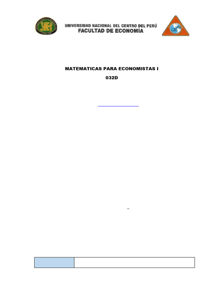 Matemáticas para Economistas I: Silabo 2025 | PDF | Optimización ...