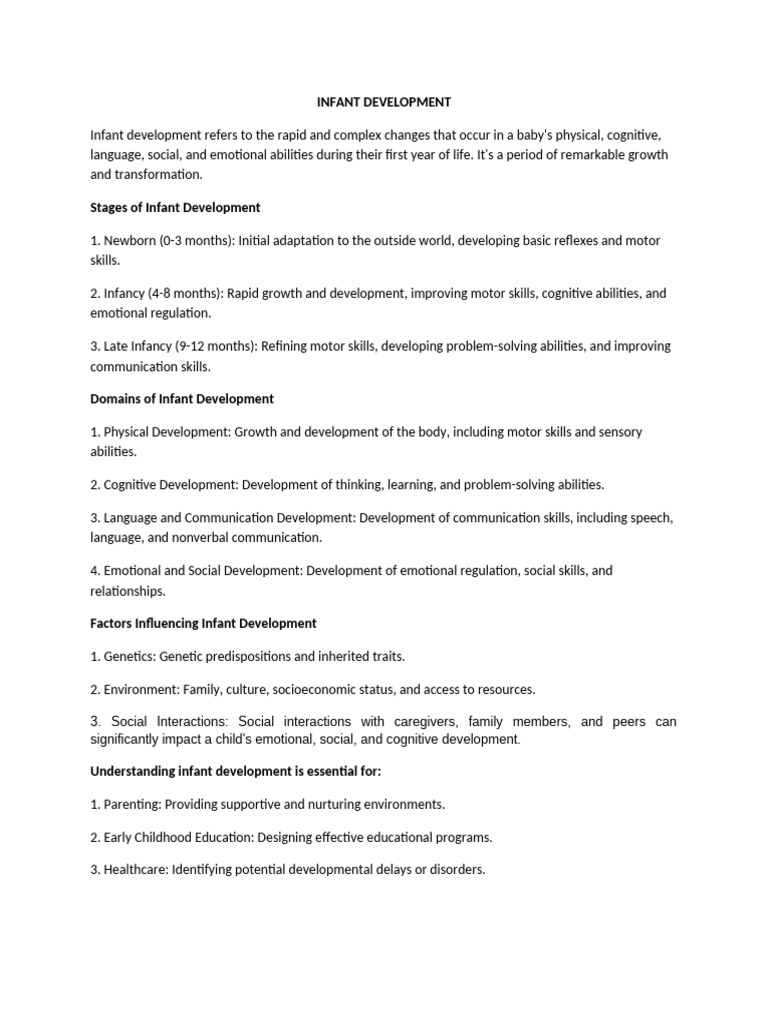 Stages of Infant Development Explained | PDF | Child Development | Infants
