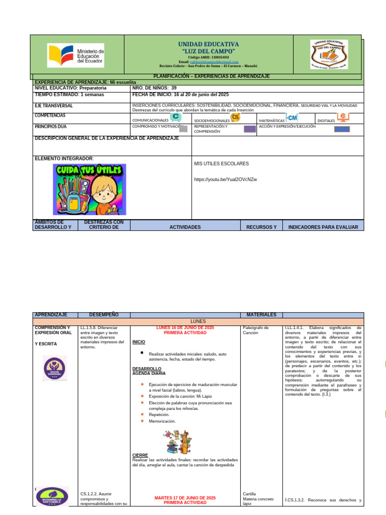 Mis Útiles Escolares en la Preparatoria | PDF