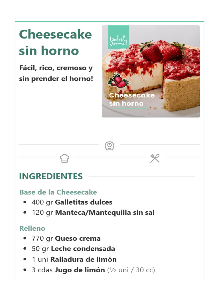 Cheesecake sin horno para niños | PDF | Tarta de queso | Mantequilla