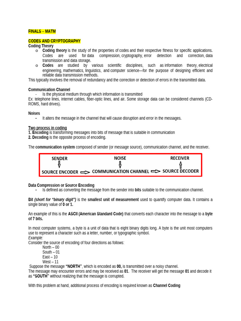 Coding Theory and Cryptography Basics | PDF | Code | Error Detection ...