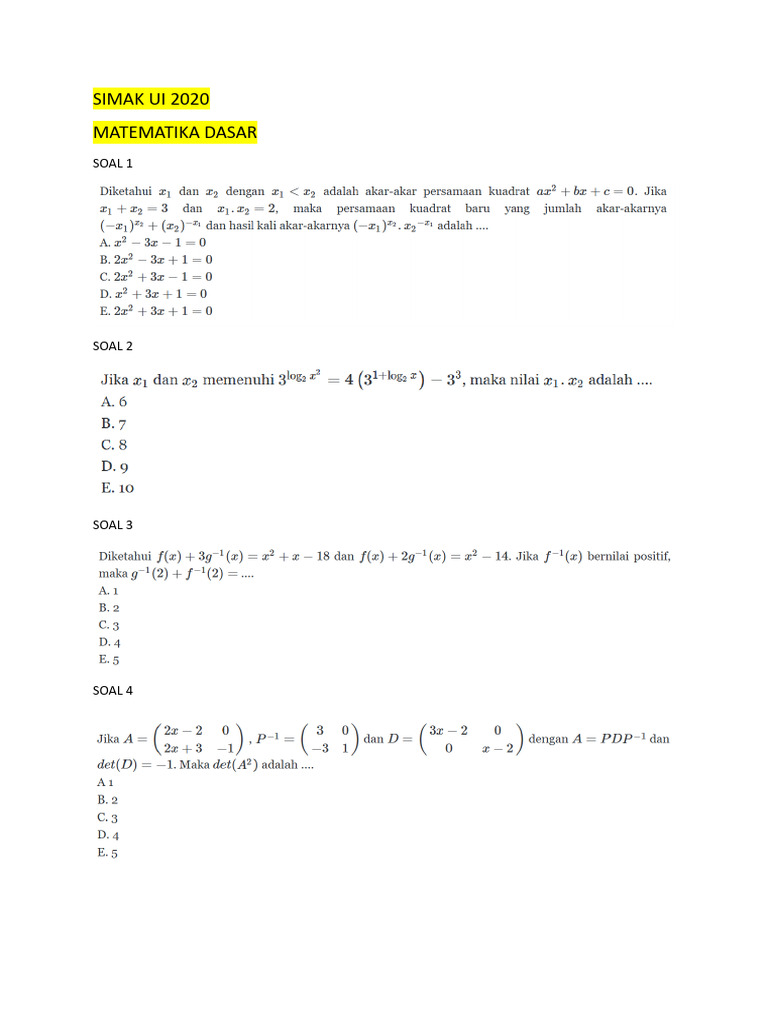 Soal Simak Ui 2020 | PDF
