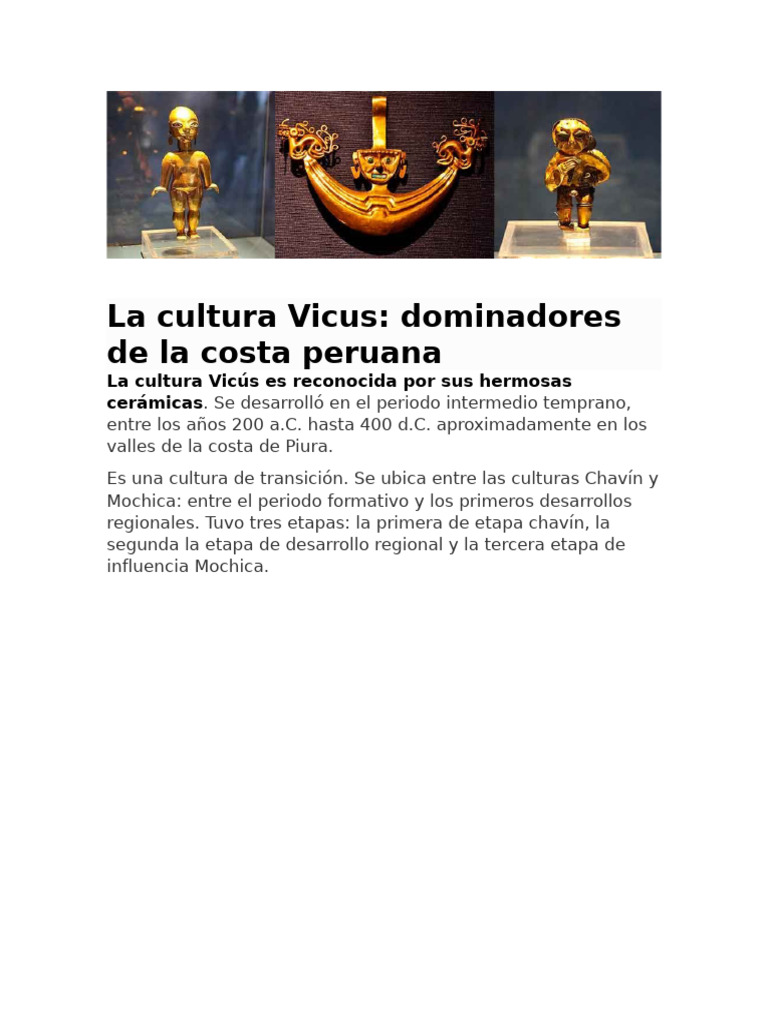 Cultura Vicus: Ubicación y Características | PDF