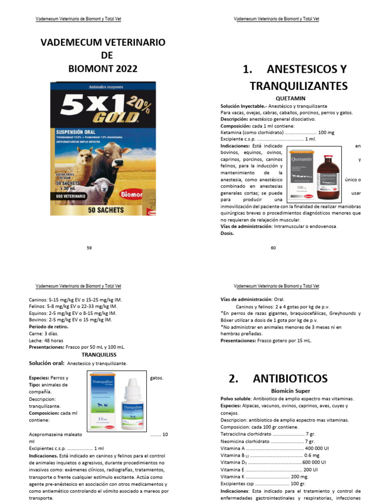 Vademécum Veterinario Biomont 2022 | PDF | Oveja