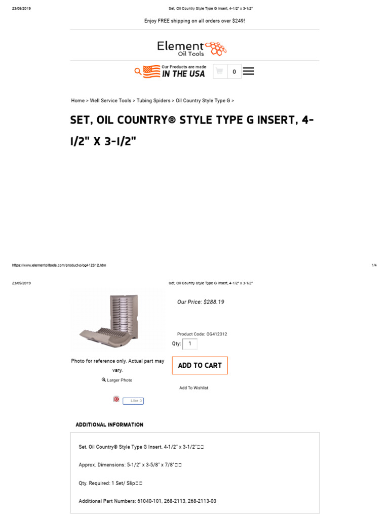 Oil Country Style Type G Insert 4-1/2