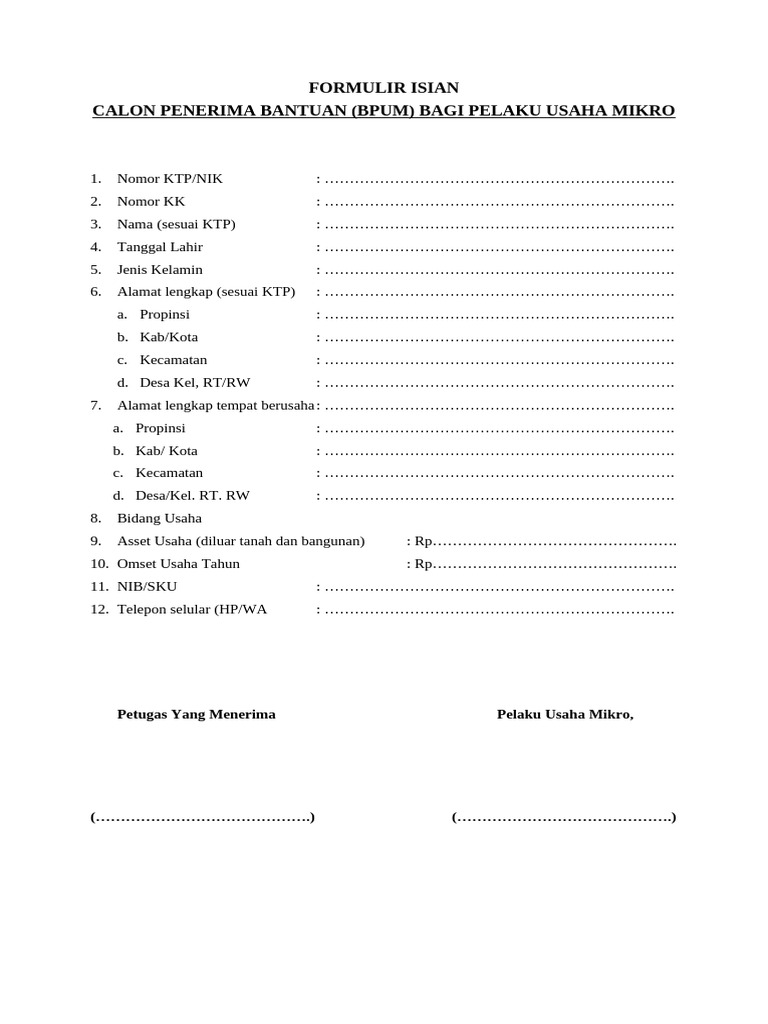Formulir Isian | PDF