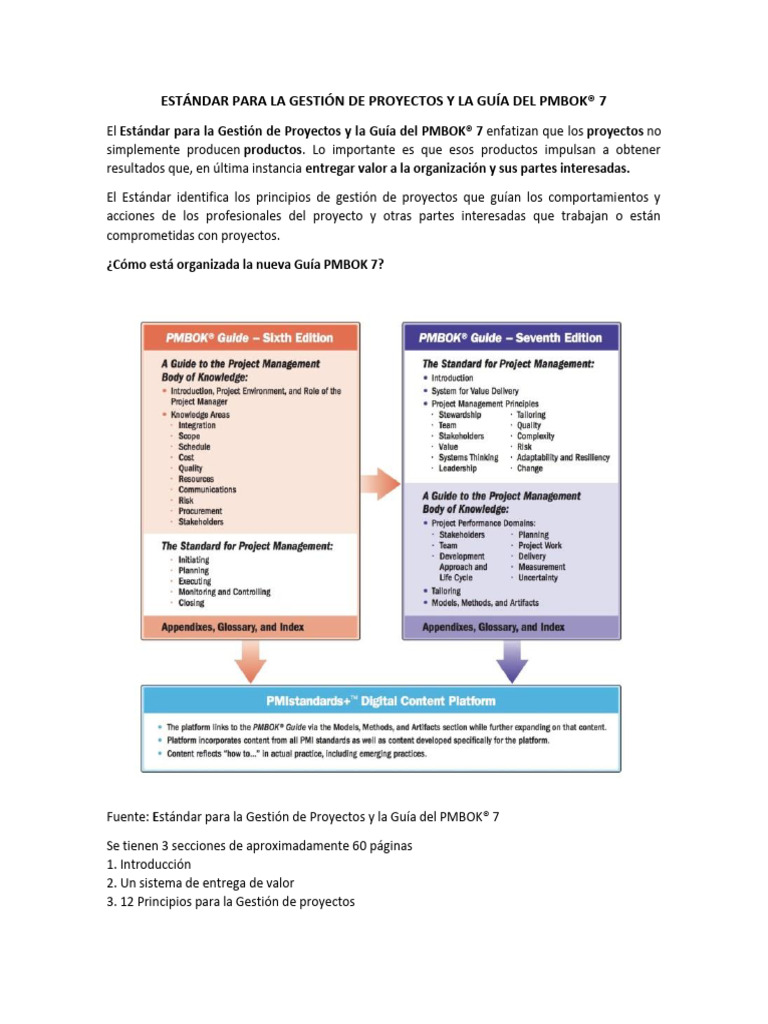 12 Principios de la Guía PMBOK 7 | PDF | Gestión de proyectos ...
