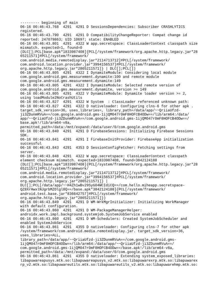 Com - Hello.miheapp - Secretspace Logcat | PDF | Computing Platforms ...