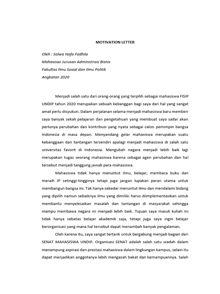 Motivation Letter | PDF