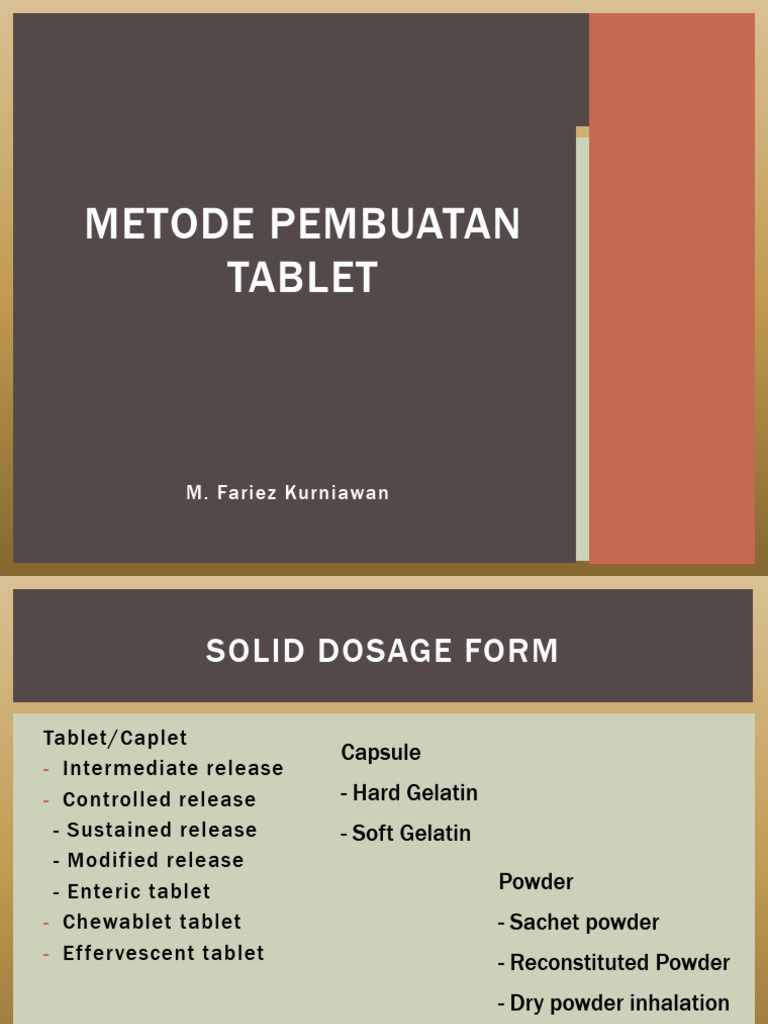 Metode Pembuatan Tablet Farmasi | PDF