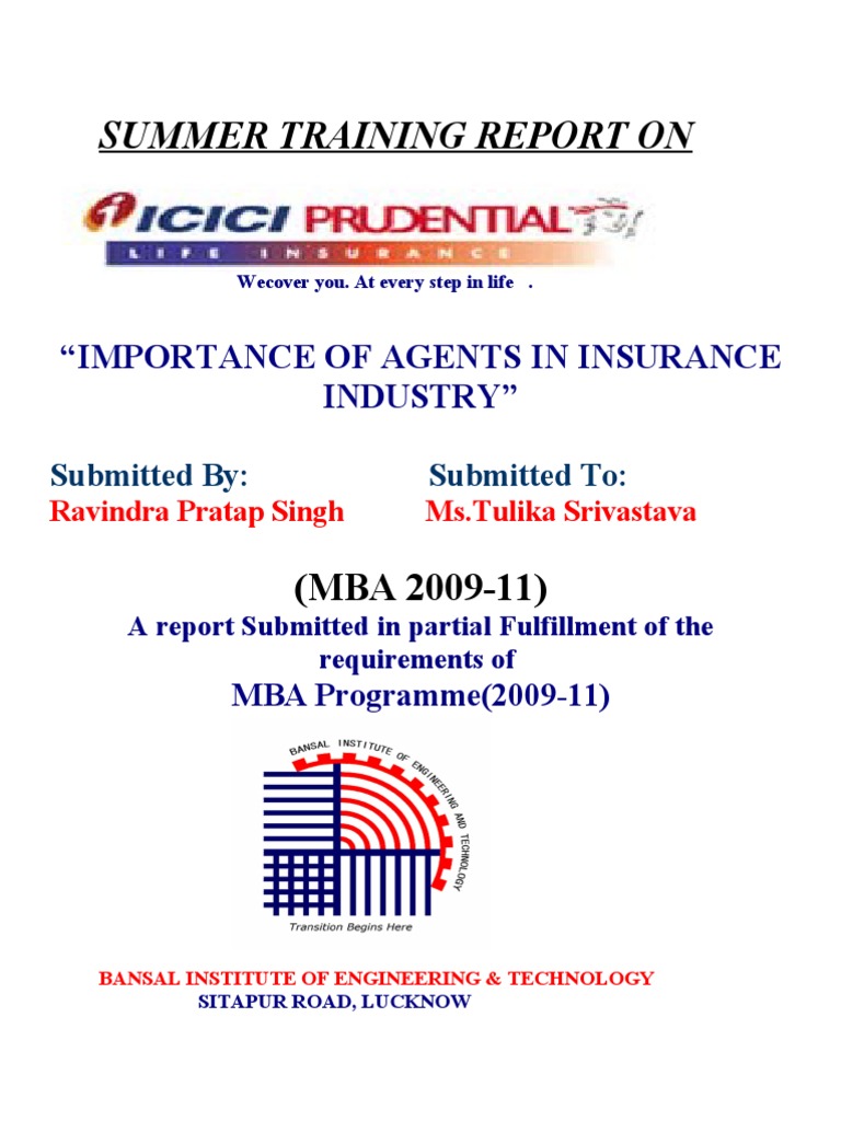 Project Report On ICICI Prudential | PDF | Insurance | Insurance Broker